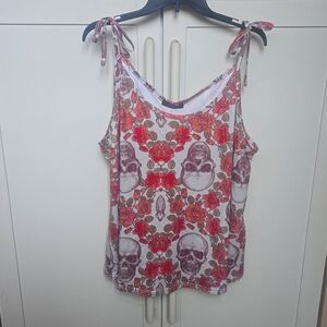 Plus size Skull Tank mint green orange and brown